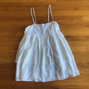 UO Katrina Eyelet Tiered Ruffle Mini Dress